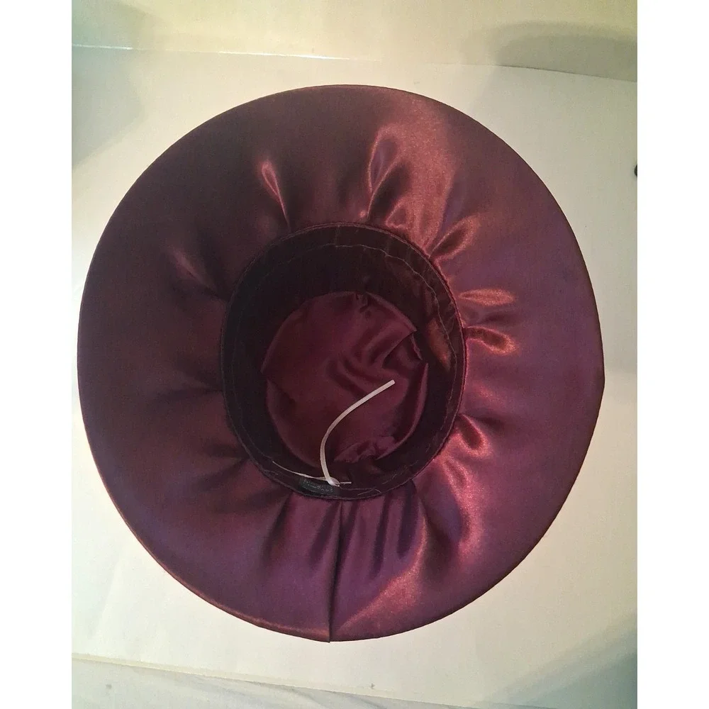 August Hat Co. Women's Burgundy Sheen Wedding Church Dress Hat with Flowers